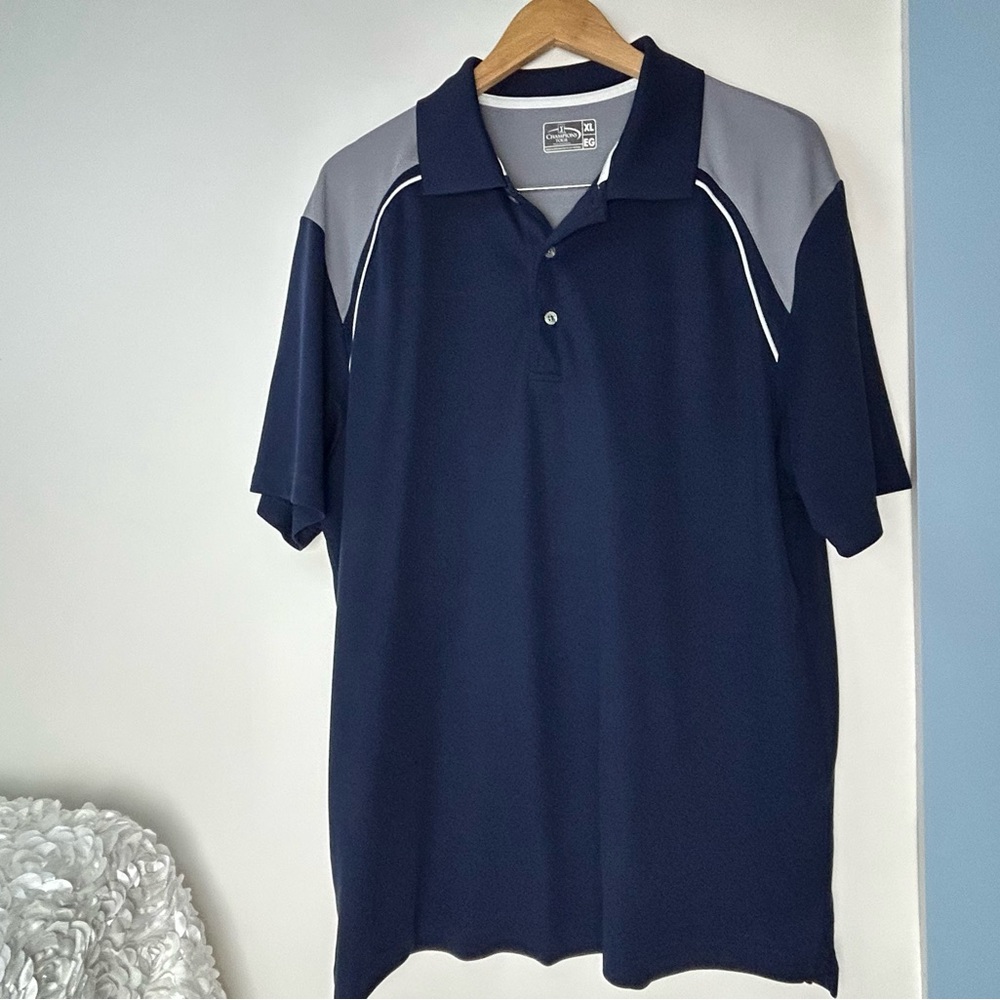 Perry Ellis Champions Tour Blue Gray Polo Golf Shirt Men's‎ XL